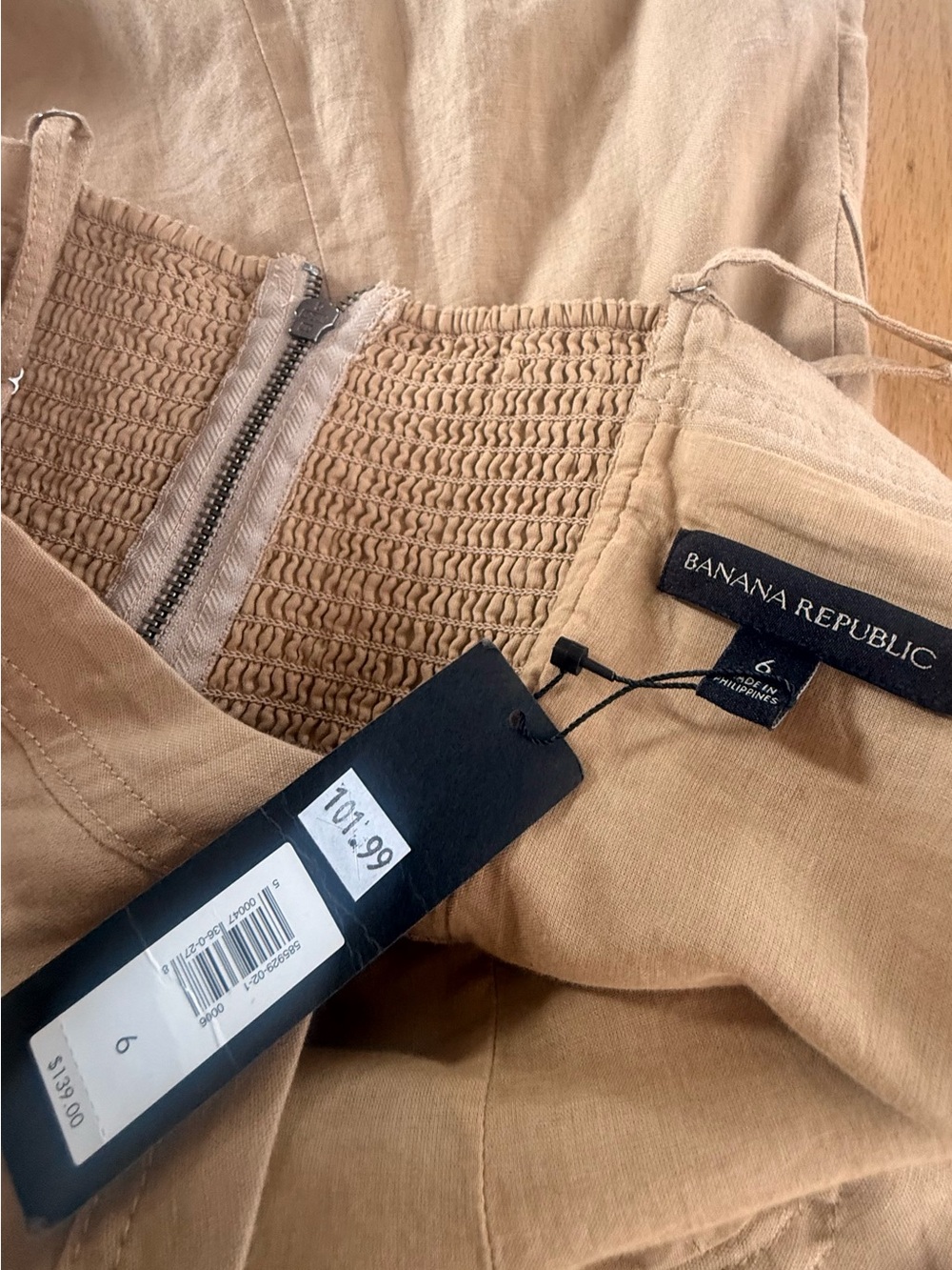 NWT Banana Republic khaki fit and flare linen dress size 6